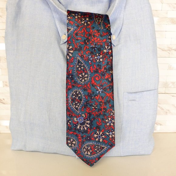Oleg Cassini Other - Oleg Cassini Neck Tie Mens Blue Paisley Suit Party Dress Adult Flower USA